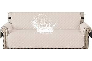‎YSTELLAA YSTELLAA 100% Wasserdicht Sofa Überzug 3 Sitzer, Sofabezug rutschfest, Gesteppte Sofaüberzug Mit Seitentaschen, Couchschoner, Couch Überzug Kratzfest Für Haustiere Hunde Katzen, Beige