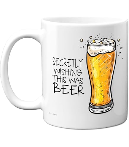 OOTB I Wish This was a Beer Coffee Mug, Porcelain, Multi-Colour, 11 x 11 x 13 cm