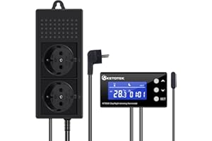 KETOTEK PID Tag Nacht Thermostat Dimmer Temperaturregler Steckdose Stecker mit Timer Digital Dimmthermostat für Wärmelampe Gewächshaus Aquarium Pflanzen Reptilien