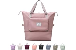 HIAME Bolsa de Viaje Plegable de Gran Capacidad, Bolsa Deportivas de Gimnasio, Bolsas de Equipaje de Transporte, Bolso de Hombro con la Manga de la Carretilla y Bolsillo Mojado