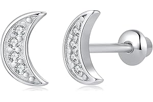 TIZU Boucles d'oreillesen argent sterling 925 pour Enfant Fille Femme, Boucles d'oreilles Hypoallergéniques Avec Dos de À Vis Sécurité