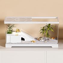 Aquarium Pour Tortue Avec Plateforme De Bronzage - Terrarium 30,6x19,6x18,4 Cm (10 L) - Pour Tortues Juvéniles, écrevisses, Crabes - 6