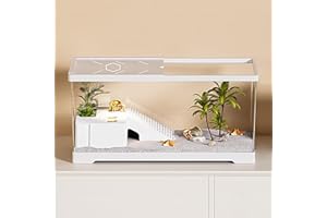 KAKOOTI Schildkröte Fisch Tank mit Basking Plattform und Boden Drainage, 20" x 9,5" x 9,5" Wasserschildkröte Tank für Junge Schildkröte, Krebse, Krabben, Amphibien, Reptilien.