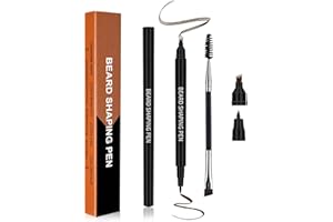 ‎PRREAL Prreal Beard pen, Natural Beard filling pen With Brush，Long-Lasting Beard Filler, Waterproof & Sweatproof Beard pencil For Fill, Define & Sharpen Hair, Beard & eyebrow Colour#Brown