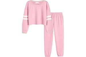 Arshiner Set di Tute da Bambina per Bambini 2 Pezzi Abbigliamento da casa Completi Sportivi da Ragazza Crop Top Felpe con Cappuccio Felpe e Pantaloni Sportivi a Maniche Lunghe 5-13 Anni