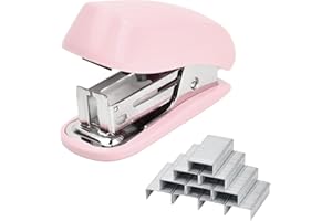 Volumoon Mini Tacker Set 26/6, Heftgerät Set, Stapler Klein, Hefter Klein Tragbar Heftgerät mit 830 Heftklammern, Manueller Tischhefter mit Heftklammern für Schulen Arbeitsplätze Familien (Rosa)