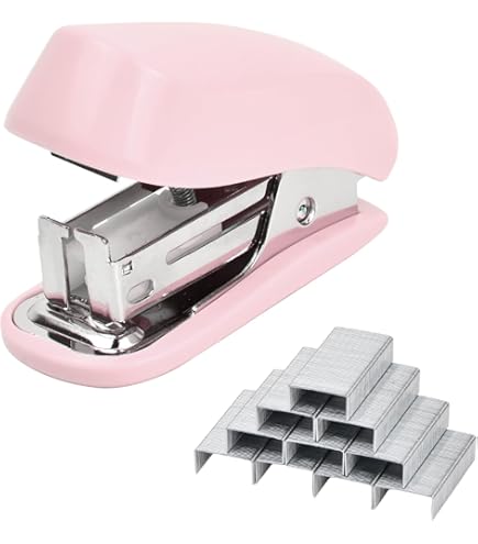 Swingline Rode mini-nietmachine met nietjes, tot, 12 vel capaciteit, kleine nietmachine met ingebouwde nietverwijderaar en 1000 standaard nietjes, nietopslag, schattige compacte reisformaat nietmachine voor volwassenen en kinderen