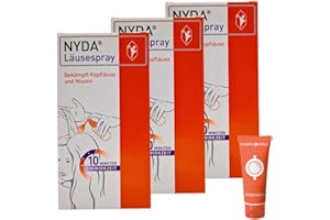 NYDA Läusespray gegen Kopfläuse und Nissen, 10 Minuten Einwirkzeit, inklusive Läusekamm, für Babys, Schwangere und Stillende I Sparset mit Duschgel von Pharma Perle (3 x 50 ml)