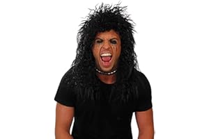 Fun Shack Peluca Rockero Hombre, Peluca Heavy Metal Hombre, Disfraz Rockero Hombre, Disfraz Heavy Metal Hombre, Disfraz Años 80 Hombre, Peluca 80s Hombre, Disfraz Carnaval Hombre Talla Unica