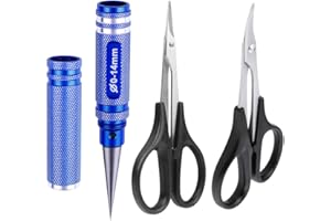 HobbyPark 3-Pack RC Body Reamer Hole Puncher and Curved Scissors & Straight Scissors Trimming Tools Set for RC Car Body Shell Lexan Plastic
