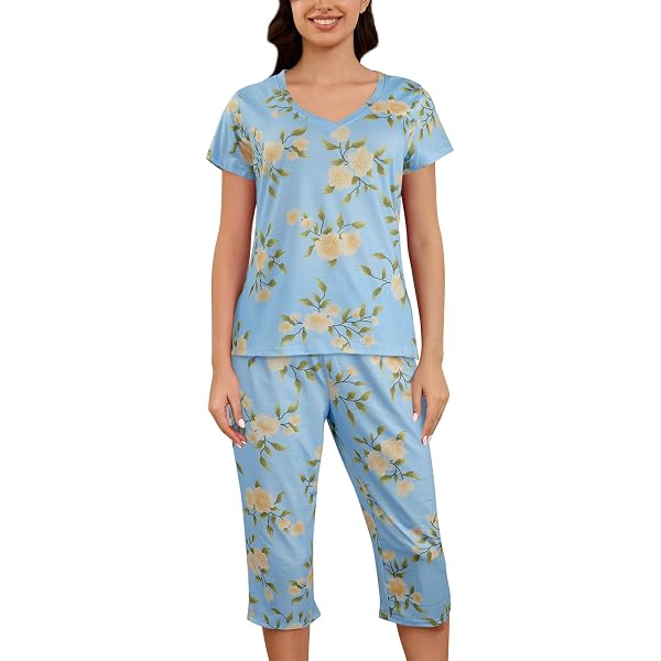 Pyjama Femme Fleuri Violet - 100% Coton Jersey - Confort Absolu - Manches Longues Boutonnage