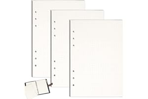RAIRSKY 3 Confezioni Fogli A5 con Buchi 6 Fori con Buchi Ricarica di Carta 135 Fogli per Raccoglitore Ad Anelli A5 Agende, Planner, Diari, Carta a Punti con Buchi 21 X 14 cm, Bianco