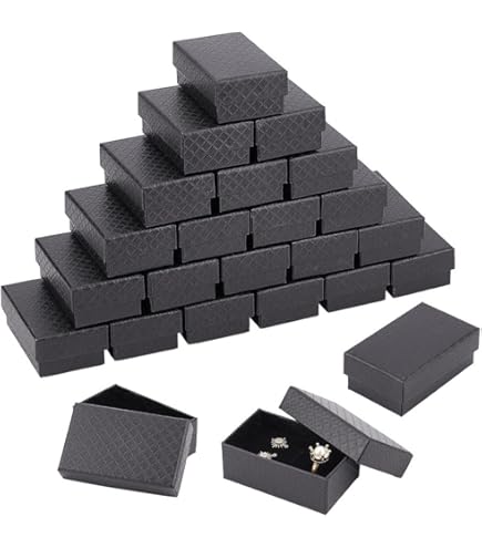 BENECREAT 24 Pack Diaond Pattern Cardboard Jewelry Boxes 8x5x3c - View #2