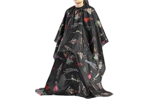 FILFEEL Friseurumhänge, Friseur Kleid Frisier-Umhang zum Schneiden schwarz mit roten Streifen Salon Hair Cut Schürze Barbers Hair Cutting Styling Cape für Erwachsene Muster