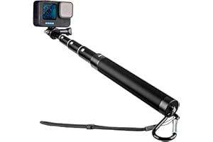 Lammcou Go Pro Selfie Stick, 4-Stange Action Kamera Aluminium Selfie-Stange Stab, Ausziehbar bis 73cm, Handheld Einbeinstativ Pole Teleskopstange für Hero 12 11 10 9 8 Insta-360 3 2 Yi X3