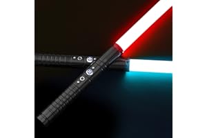 InLoveArts Lightsaber with Sound Effect RGB 7 Colours Changeable FX Lightsaber Long Rechargeable Portable Light Saber Sword Toy with Metal Hilt for Kids, Adults, Costume Party (Black 77cm (2 Pack))