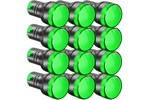 Gebildet 22mm LED Indicador de Potencia 220V-380VAC/20mA, Luz de Señal Piloto para Panel con Indicador Verde