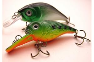 RODDARCH 2 x Fishing Plug Rattler Pike Perch Spinner Spoon Lure Set Deep & Shallow Divers