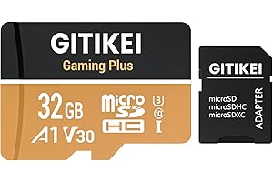 GITIKEI Micro SD Card 32GB High-Speed Performance (90MB/s Read, 25MB/s Write), Compatible with DSLR, Drone, Action Camera & Portable Devices（1 microSD Card +1 Adapter）