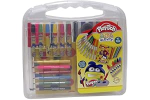 CYPBRANDS Play Doh, Maletín de Dibujo 40 Piezas Play Doh, Estuche de Pinturas para Niños, Colores Variados, Material Escolar para Pintar y Colorear, (CyP Brands)