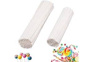YOUYIKE Bastoncini per Pops, 200 Pezzi Bastoncini per Leccalecca 10 cm e 15 cm, Cake Sticks, Bastoncini per Torta Bianchi, Stick di Carta Pop per Fare Torte e Lecca Lecca