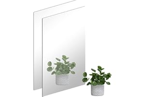 DRERIO 2 Pcs Self Adhesive Acrylic 40x30cm HD Non Glass Sticky Mirror Large Plastic Frameless Unbreakable Rectangular Wall Adhesive Mirror for Home,Decor
