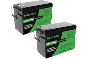 DATOUBOSS 2*Batería de Litio 100Ah 24V,24V 100Ah LiFePO4,LiFePO4 Grado A Células, 100A BMS 8000+Cycles Batería de Litio de Ciclo Profundo MAX 2560W Solar, RV, Off-Grid.