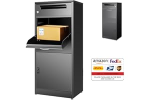 AFITDON Buzón para exteriores, caja grande para paquetes con cerradura de combinación, buzón de acero inoxidable con función impermeable y antirrobo (50 x 36,5 x 114 cm)