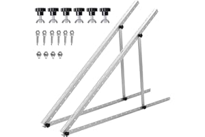 CAIRHORNCE 2 x 114 cm Support Panneau Solaire, Pied de Panneau Solaire Orientable, Réglable de 0° à 90°, 45 Pouces Support Mural Panneau Solaire, Support Universel Pour Panneau Solaire 100W-600W Toit Plat Avec