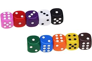Rpanle 10 Pezzi Dadi, 6 Facce 16mm Dadi da Gioco per Tenzi, Farkle, Bar, KTV, Yahtzee, Bunco or Insegnare i Matematici, 10 Colori