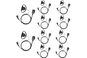 Retevis RE3224 Talkie Walkie Oreillette 2 Broches Type-D Casque Écouteur Compatible avec Talkie Walkie RT24 RT27 RT22 RT28 RT617 RT618 RT619 Baofeng BF-888S Kenwood (10 Pcs)