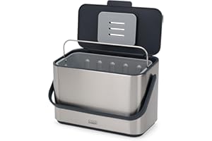 Joseph Joseph Collect, Pojemnik na odpady spożywcze ze stali nierdzewnej z uchwytem, wyjmowanym wewnętrznym, przechowywania, z filtr zapachów i 3x worki na śmieci, 4 L