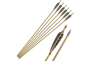 Huntingdoor 6X32 Handmade Pura Tiro con L'Arco in Legno Freccia Fagiano Piuma del Tacchino Fletching Practice frecce Bersaglio con Silver Point per Ricurvo Tradizionale Arco o Longbow