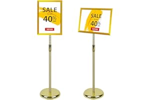 VAIIGO A3 Sign Stand Aluminum Poster Stand Floor Display Stands Snap Frame Poster Board Menu Holder Advertisement Rack Gold