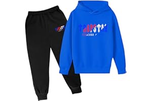 OVERSTEPA Trapstar Ensemble Jogging 2 Pièces Sweat À Capuche Et Pantalon De Sport Enfants Garçon Fille Hoodies Manches Longues Tenue De Sport Sweatshirts Survêtement Sportswear Trapstar Ensemble Enfant