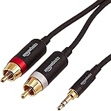AmazonBasics 3.5mm to 2-Male RCA Adapter Cable For Tablet, Smartphone (Black, 15 feet)