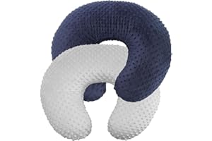 iEvolve Nursing Pillow Cover Breast feeding Pillow Support Positioner lounger cover for Baby Boy Girl(Navyblue&Silver Grey 2Pack)