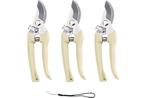 LEXETER 3Pcs Garden Secateurs, Secateurs & Pruning Scissors with Safety Locking Device, Bypass Pruners for Gardening Plants Flowers Fruits Branches, Ivory White