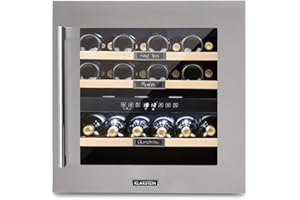 KLARSTEIN Cave a Vin Encastrable, Caves à Vin de Conservation de 85L, Porte en Verre, Cave a Vins à Double Zone, Bar Int/Ext, Frigo Vin Bizone, Cave a Vin de Vieillissement, Cave à Vin 36 Bouteilles