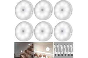 WEINSAMKEIT 6 Pezzi 8 LED Luce Notturna LED Ricaricabile USB, Luce Wireless con Sensore di Movimento, Luce Notturna Automatica, con Striscia Magnetica o Stick-on, Perfetti per Armadio, Corridoio, Scale, ecc (A)