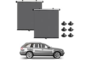 DOUSELLA 2 Stück Autofenster Sonnenschutz Hinten Autofenster Vorhang PU-Netzgaze Auto Sonnenschutzrollo Universal Auto Sonnenblende mit Saugnapf Auto Sonnenschutztuch für Schützt Baby Kinder, 40x45cm