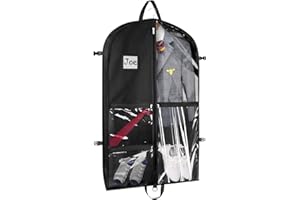 Syeeiex 40" Suit Bags for Men with 5 Zipper Pockets, Breathabale Travel Suit Carriers Bags, Foldable Clothes Cover Bags for Dress, Suit, Jacket, Dance Costume Bags for Dancer, Black 101cm