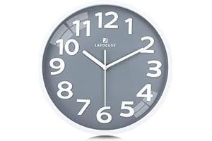 Lafocuse 30cm Reloj de Pared Números Grande 3D, Gris Silencioso Moderno Reloj Cocina Pared Fácil de Leer, Decorativo sin Tictac para Salon Dormitorio Oficina