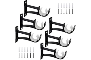 SEGNAYEN Soportes para barra de cortina, soporte de barra de cortina de 1 pulgada, color negro, resistente, soportes de barra de cortina individuales para barra de cortina de pared, soporte de riel