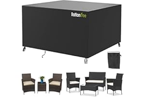 rattantree Garden Furniture Covers Waterproof, Oxford Fabric Patio Chair Table Covers with Dust-proof, Anti-UV Rattan Furniture Covers Outdoor Indoor (Black, 250x210x90cm)