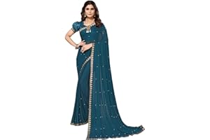 TreegoArt Fashion Damskie sari z jedwabnej nici z żorżety z nieszytą bluzką