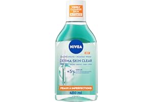 NIVEA - Eau Micellaire Derma Skin Clear - Visage, Yeux, Lèvres - Nettoie En Douceur, Démaquille & Réduit Les Imperfections - 5% Sérum Avec PHA & Acide Salicylique - Peaux À Imperfections - 400 ml