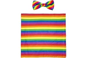 KRYMSON Corbata con pañuelo, pajarita a rayas de colores, pajarita española para mujer, arco iris, payaso, accesorio para disfraces, bailes de fin de año, carnaval y fiestas