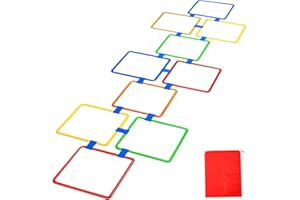 Csafyrt Hopscotch Rings Game 10Pcs Square Hopscotch Rings 15 Inch Multi-Colored Rings Obstacle Course