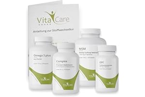 ‎VITACARE VitaCare 21-Tage-Stoffwechselkur, 5-teiliges Komplettpaket für HCG-Diät, enthält MSM Kapseln, Multivitamin Complex, Omega 3 plus & OPC Traubenkern